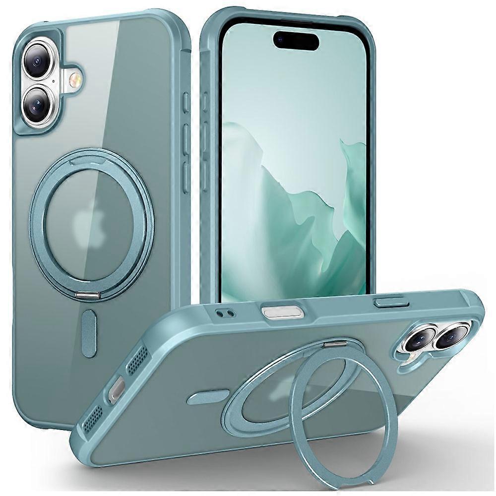 For iPhone 16 Plus Case Compatible with MagSafe Rotatable Ring Kickstand TPU PC Phone Cover