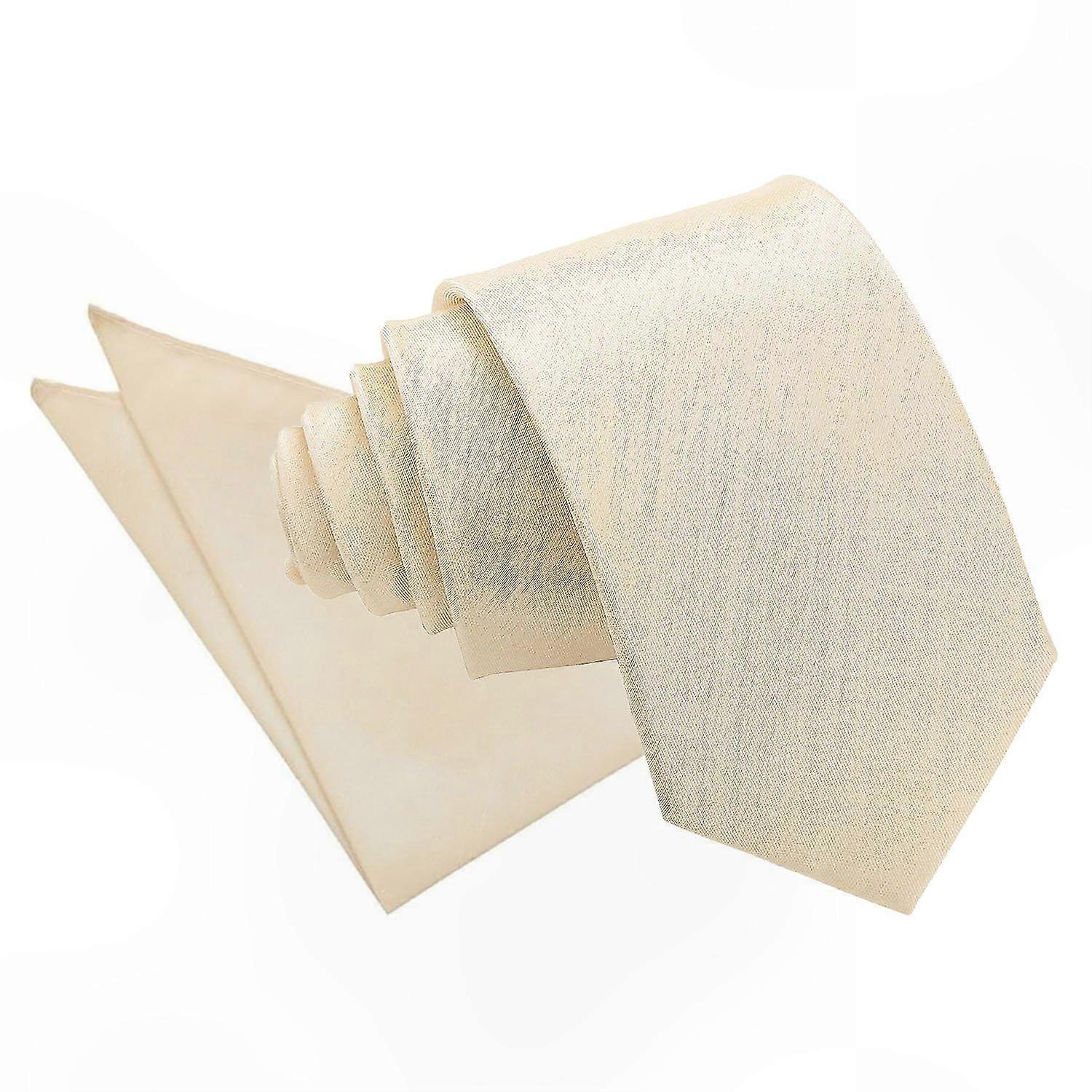 Beige Solid Shantung Tie and Pocket Square Combo