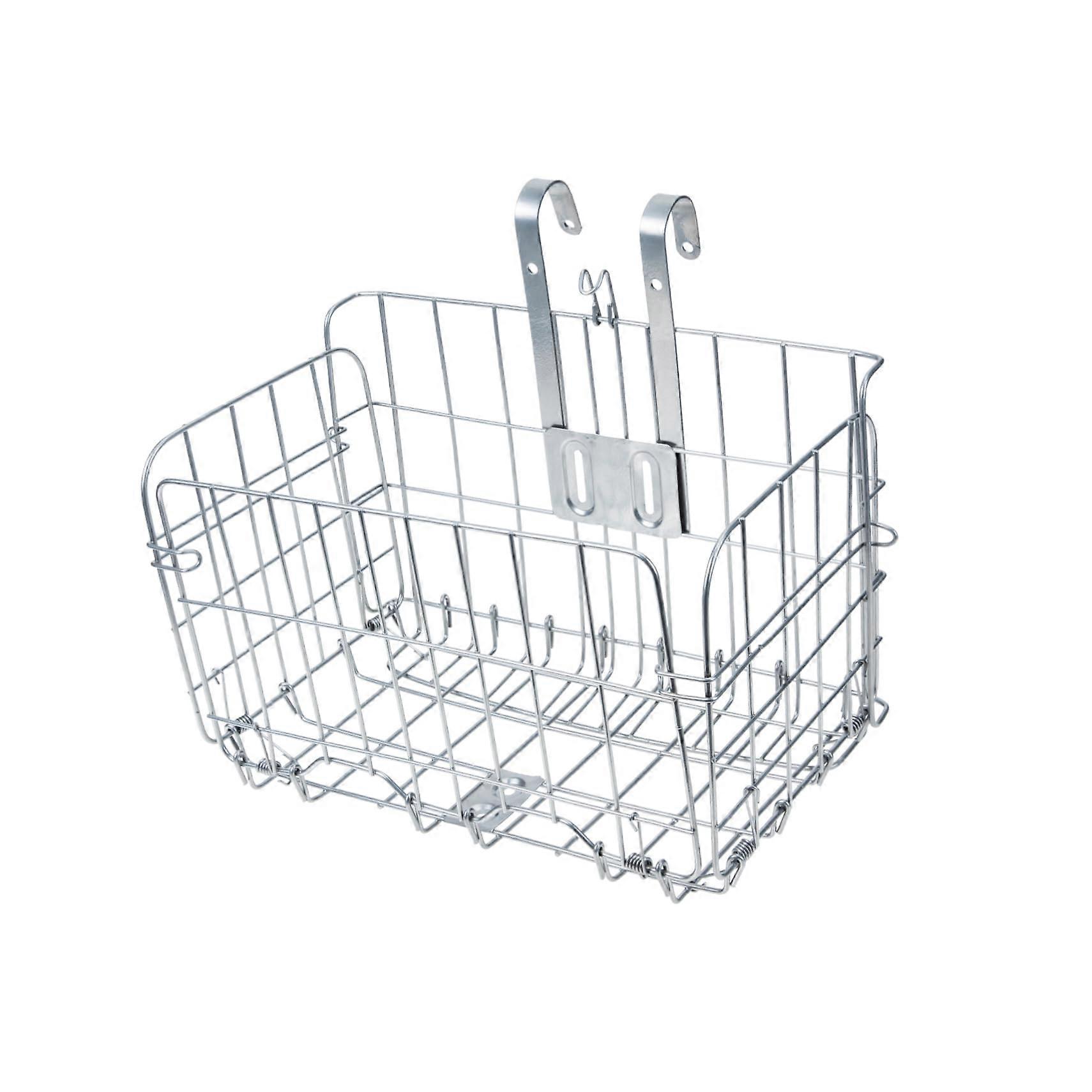 Bike basket for mountain bikes, quick mounting, sturdy for secure storage of small items while cycling, elegant silver.