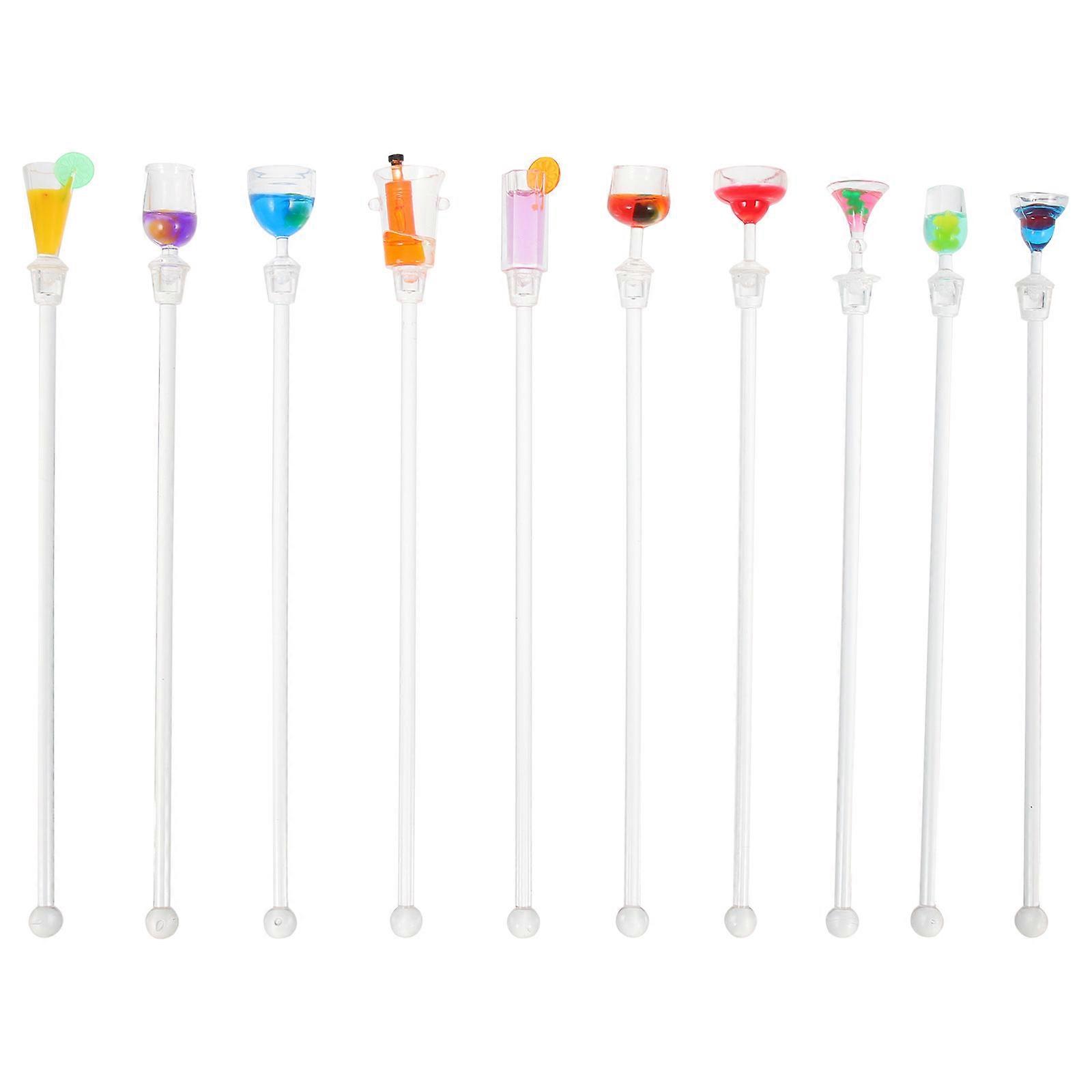 MultiFunction Reusable Stir Sticks for Home Use PC Material Ideal for Cocktails Coffee Juice 10pcs Multi