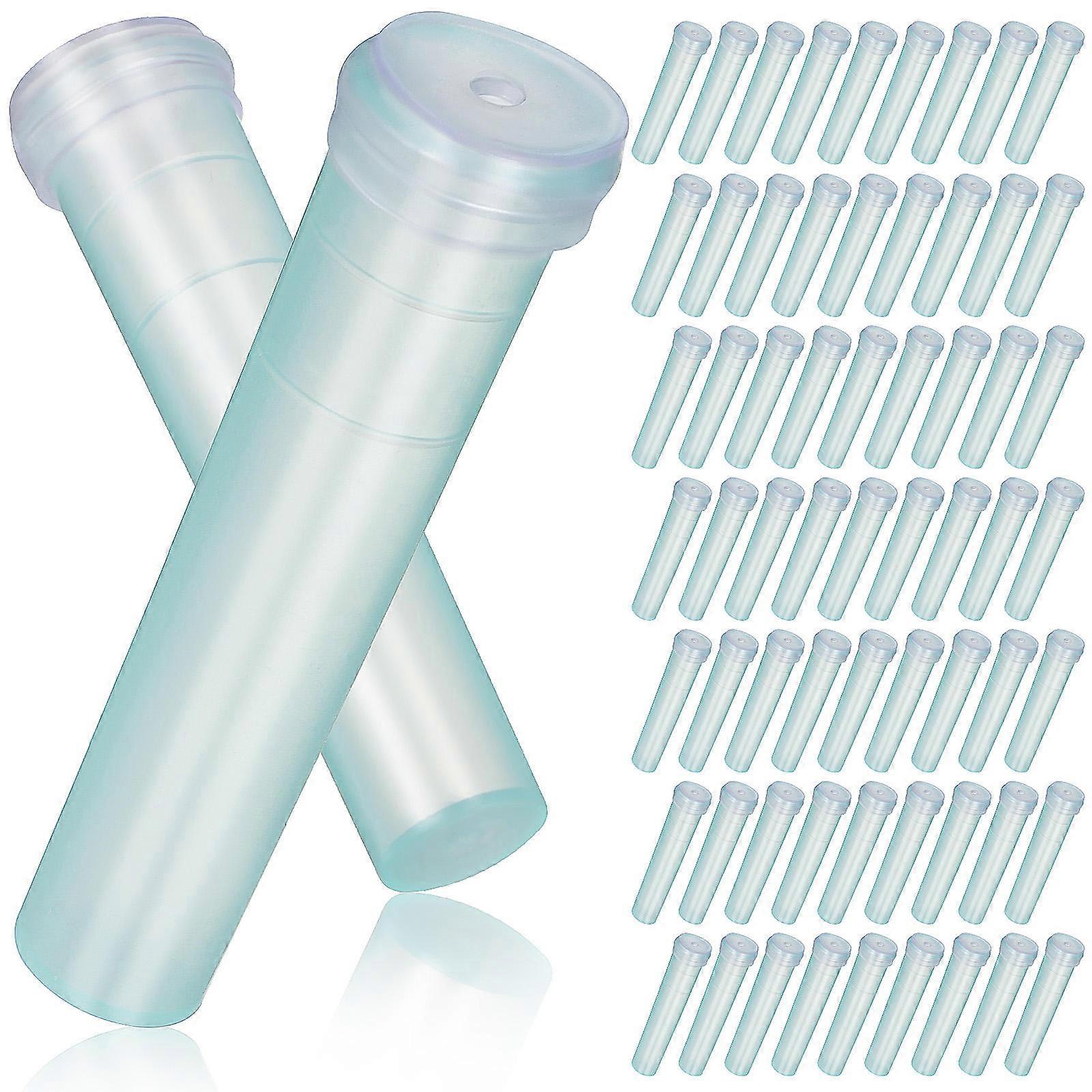 100pcs Transparent Plastic Flower Water Tubes with Caps – Reusable for Floral Arrangements, Orchid Display, and Freshness Preservation