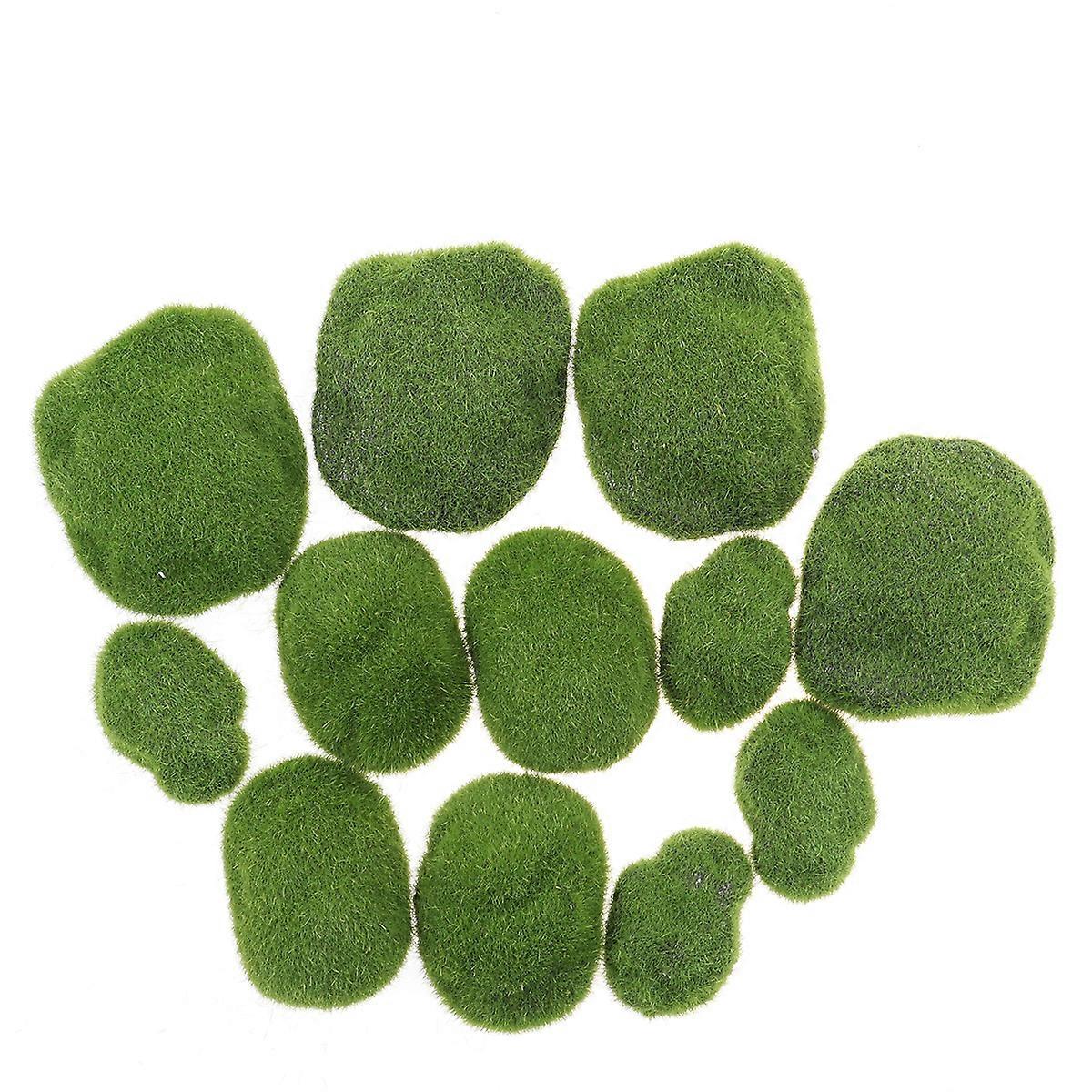 Artificial Moss Irregular Rocks Green Decor for Potted Plants Container Mini Garden 12Pack