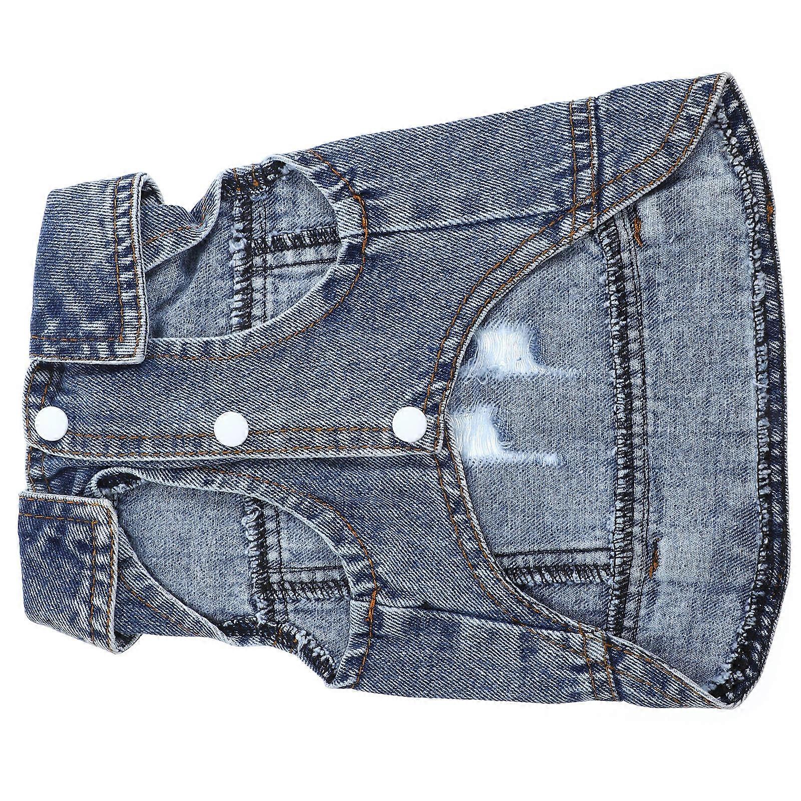 Dog Clothes Retro Jeans Style Vest For Small Dogs M Size Ideal For Four Seasons Heat Dissipation 1Set