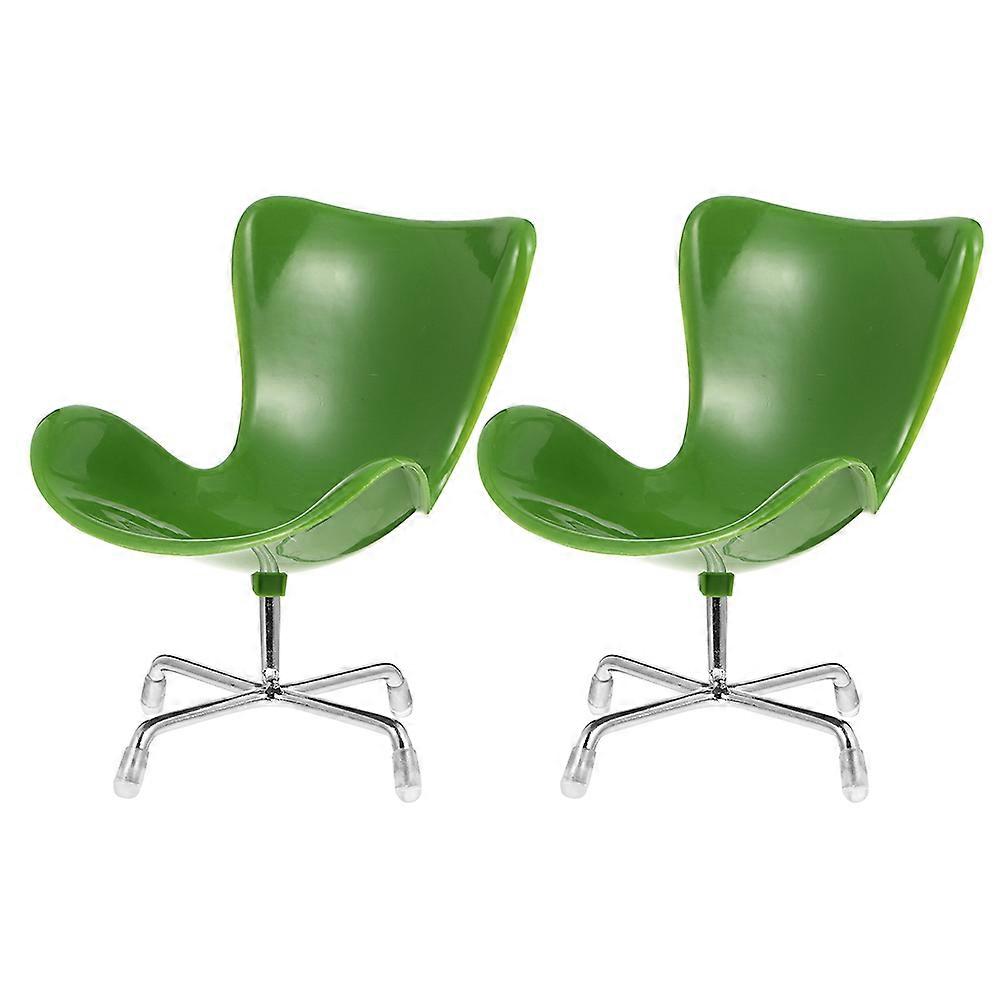 Miniature Swivel Armchair Model for Decor Made of Plastic in Green Color 2 Pieces