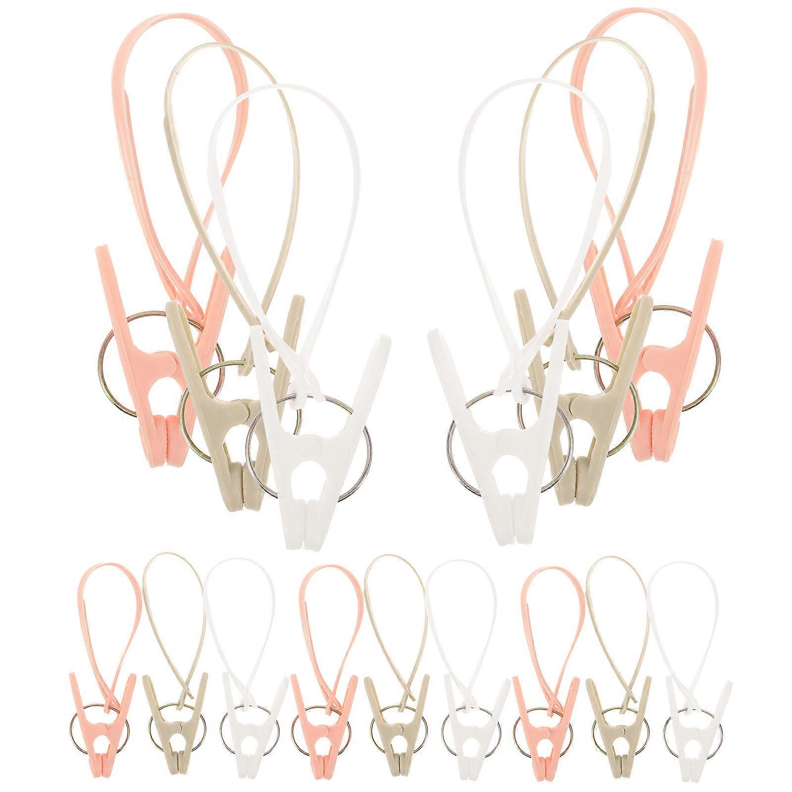 Plastic Clothespins with Rope for Holding Clothes AntiSlip Design 36 Pieces Assorted Color