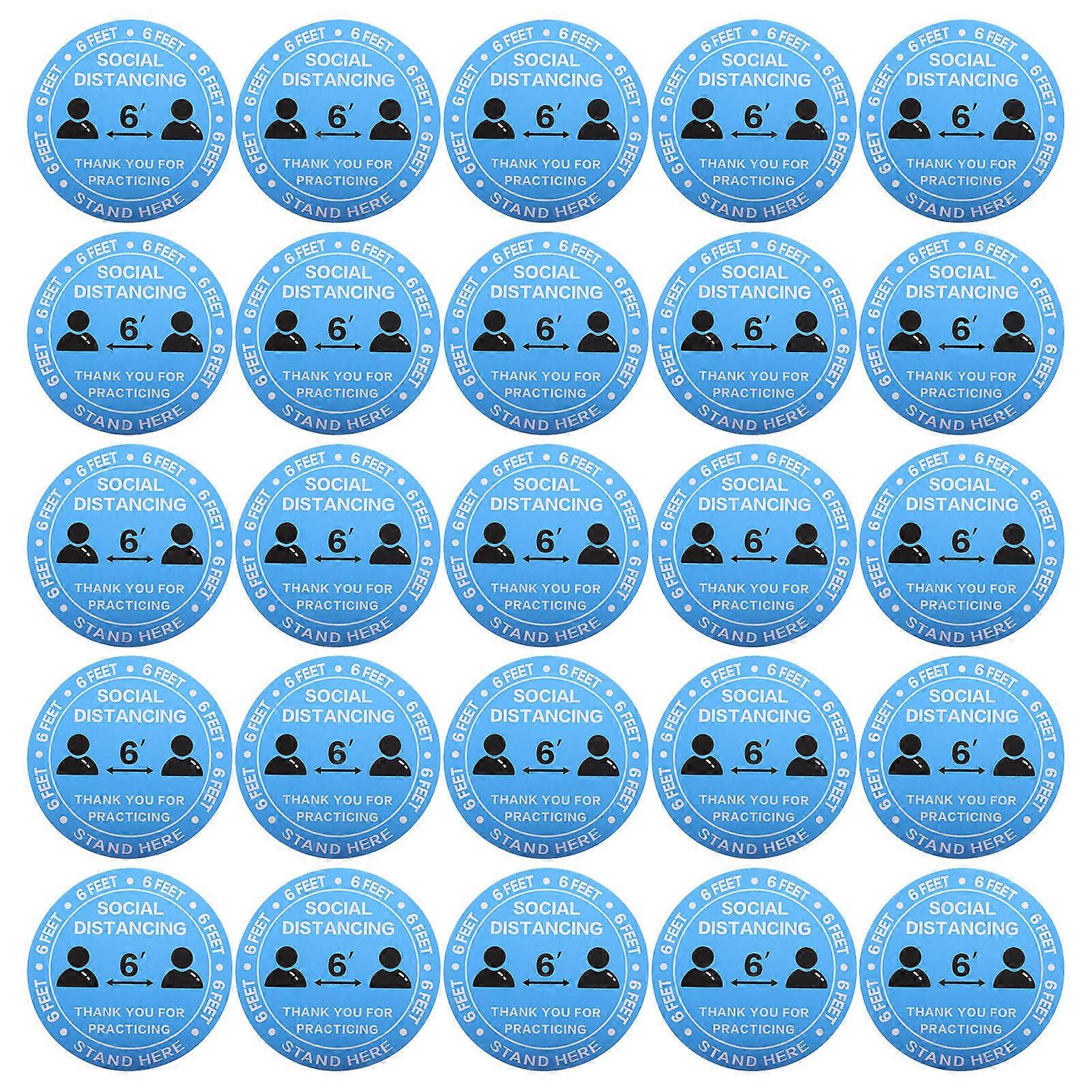 Floor Decals Stickers 30Pcs Social Distance Sticker For Retail Stores Queues Sky-Blue Waterproof Features Scratch Resistant