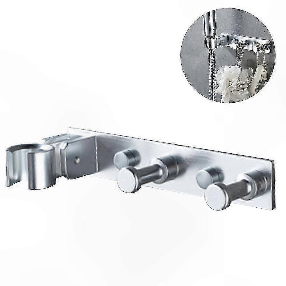 Wall Mount Shower Head Holder with Dual Hooks - Tool-Free Installation