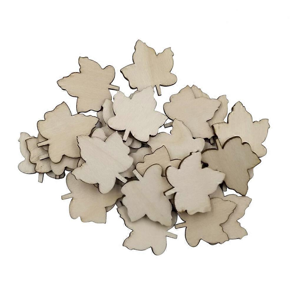 بقع الخشب DIY 50 قطعة قطع خشبية قواطع أوراق القيقب ملحقات يدوية لحفلات الأعياد 33x29mm جودة عالية