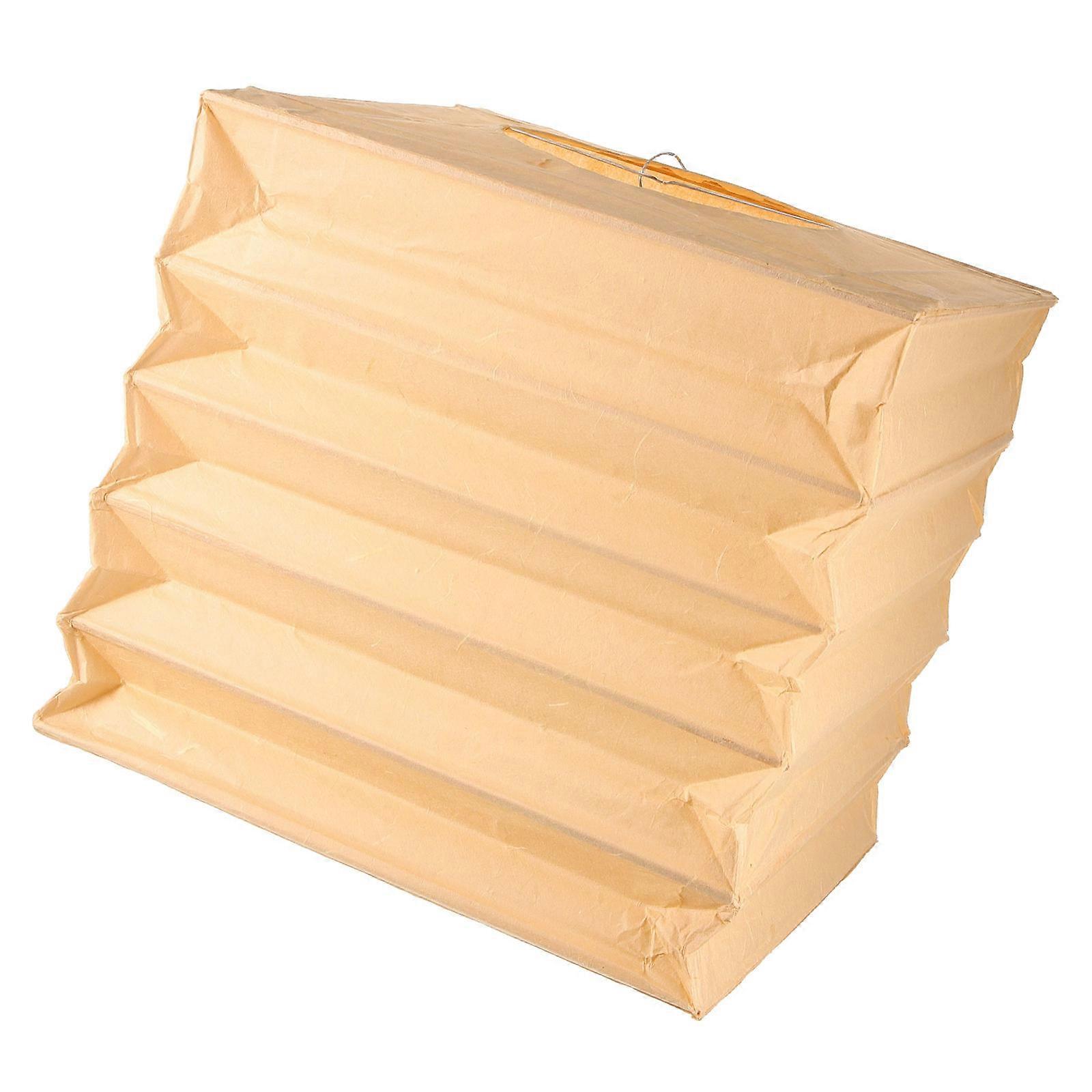 Foldable Paper Lampshade with Durable Wood Base for Home Use Beige Color Household Item