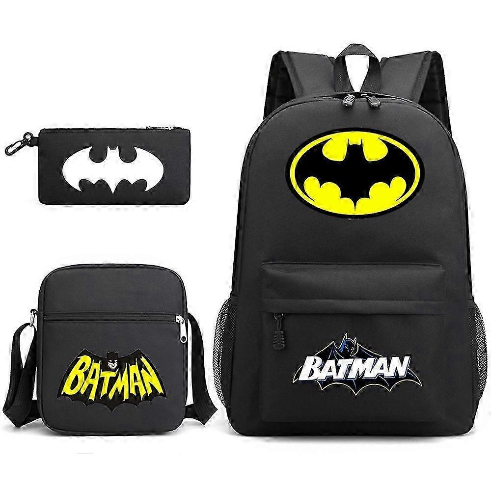 Batman School Bag Backpack Pencil Case Shoulder Bag Three-piece Set