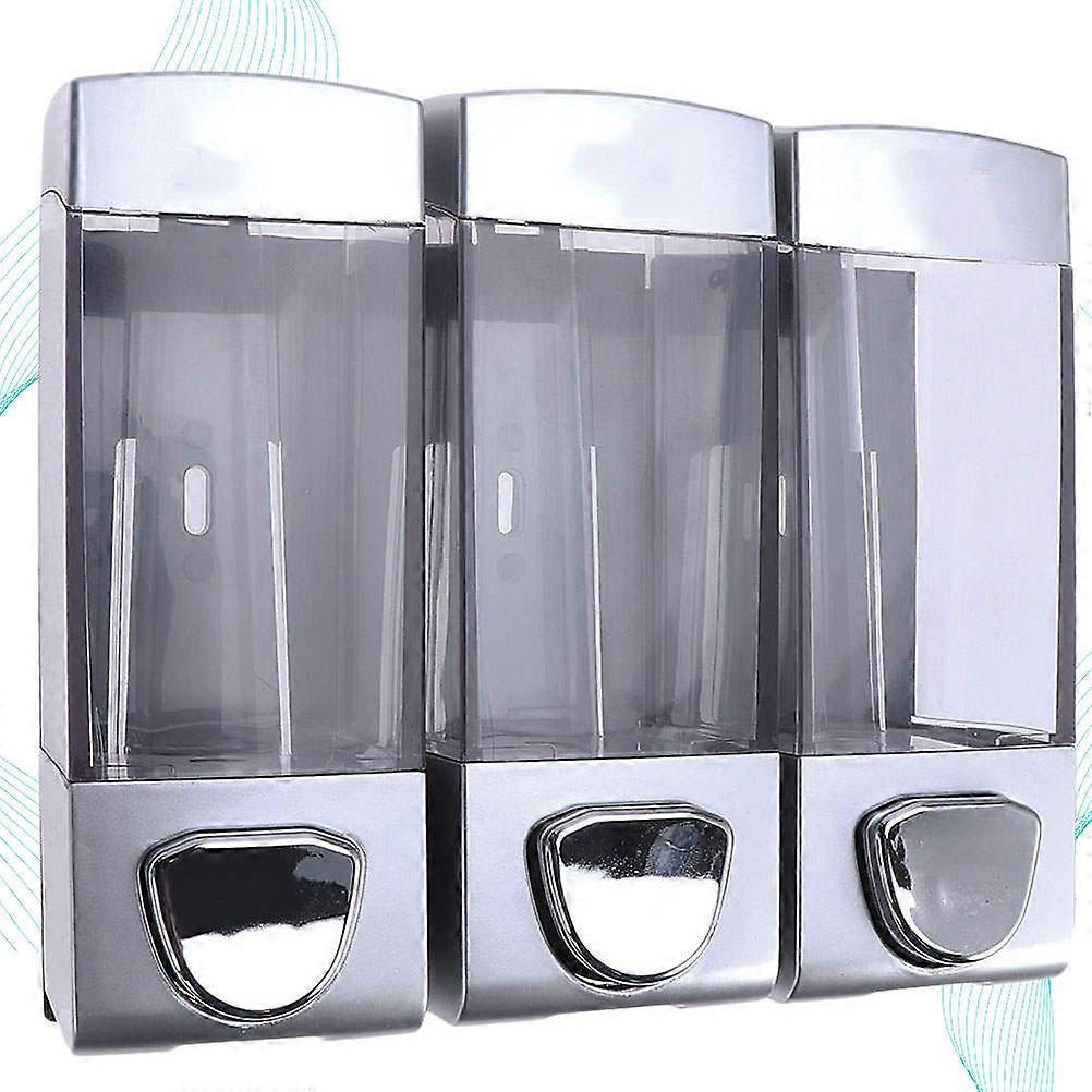 Shampoo Pump Dispenser for Storage Use in Bathrooms Made of Plastic Silver Color Fits Bottles with Three Outlets 7.8 Inches