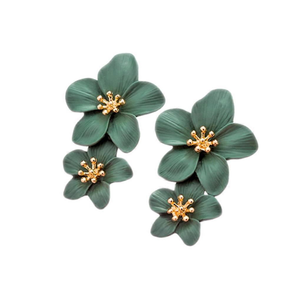 Masteelf Flower Earrings Beautiful Decorative Eardrop Fashionable Earrings for Women Green