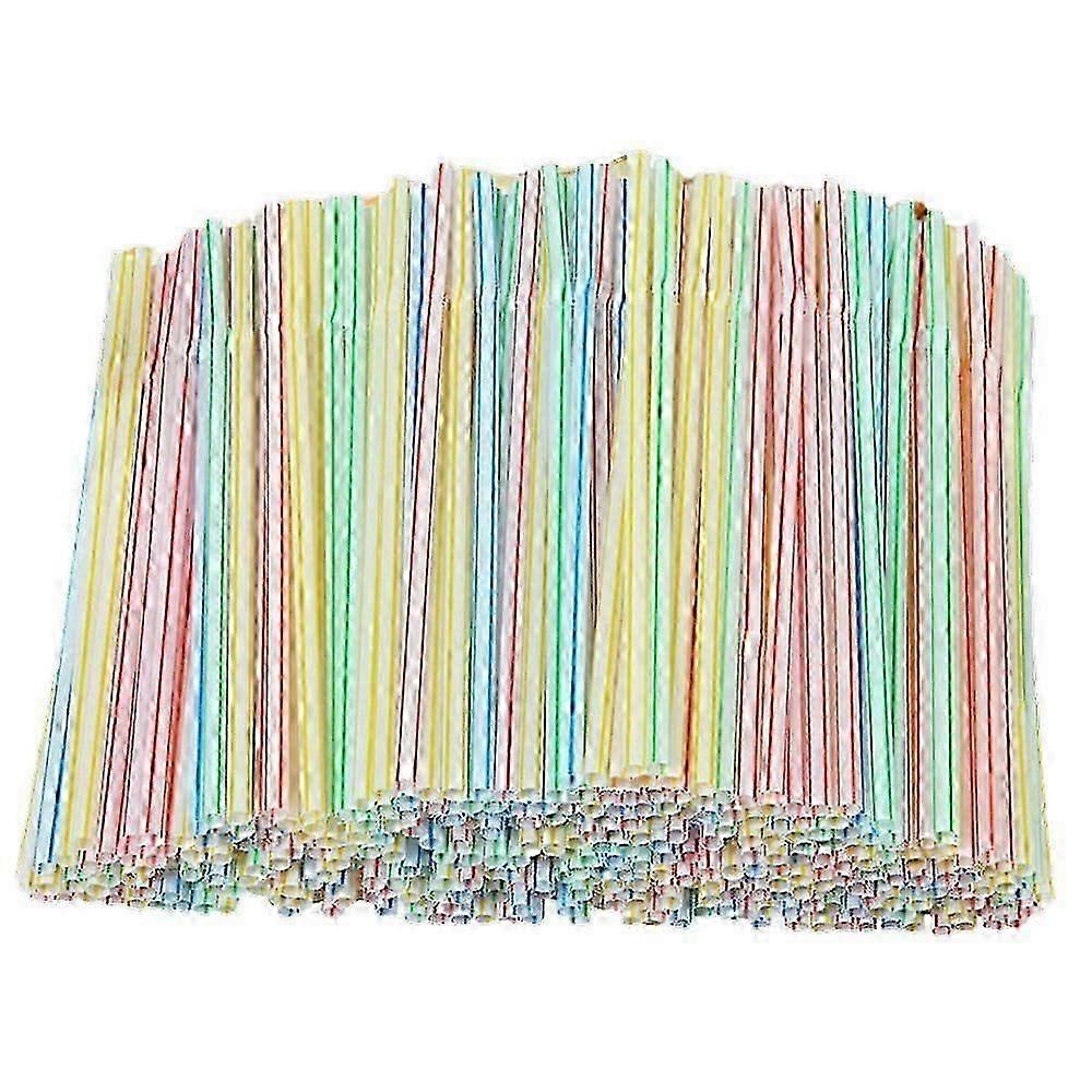5pcs Bendable Color Striped Plastic Drinking Straws for Home, Party Use