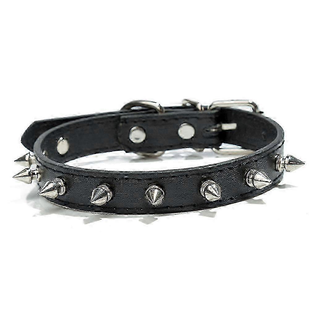 Small dog collars, solid-color leather, bite-resistant and adjustable