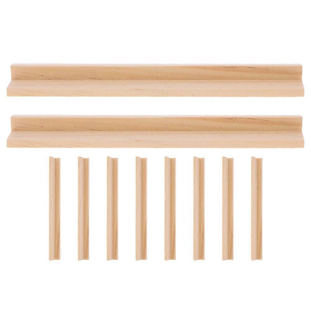 Wooden Domino Holders 10pcs Multi Functional Racks for Domino Tiles & Letter Cards, Smooth Edge Display Bases for Educational Games & Tile