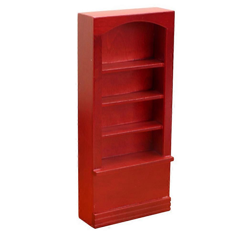 Red Miniature Bookcase for Decor Made of Synthetic Material Creative Toy Prop Suitable for Dolly House Room 1Pc