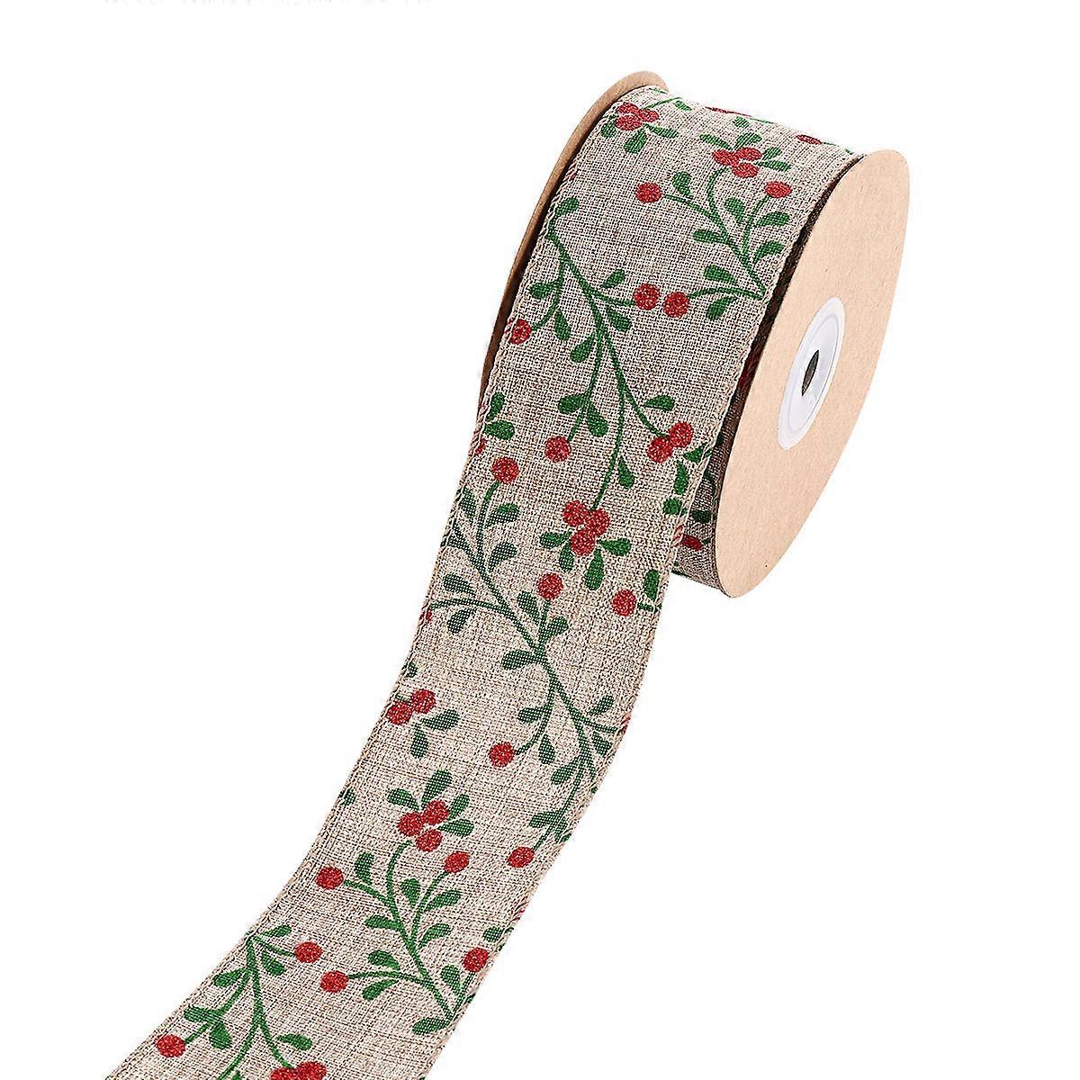 Xmas Ribbon Roll for Christmas Tree Decorations, Wide DIY Bowknot Ribbon, Festive Wrapping Craft Material with Holiday Patterns