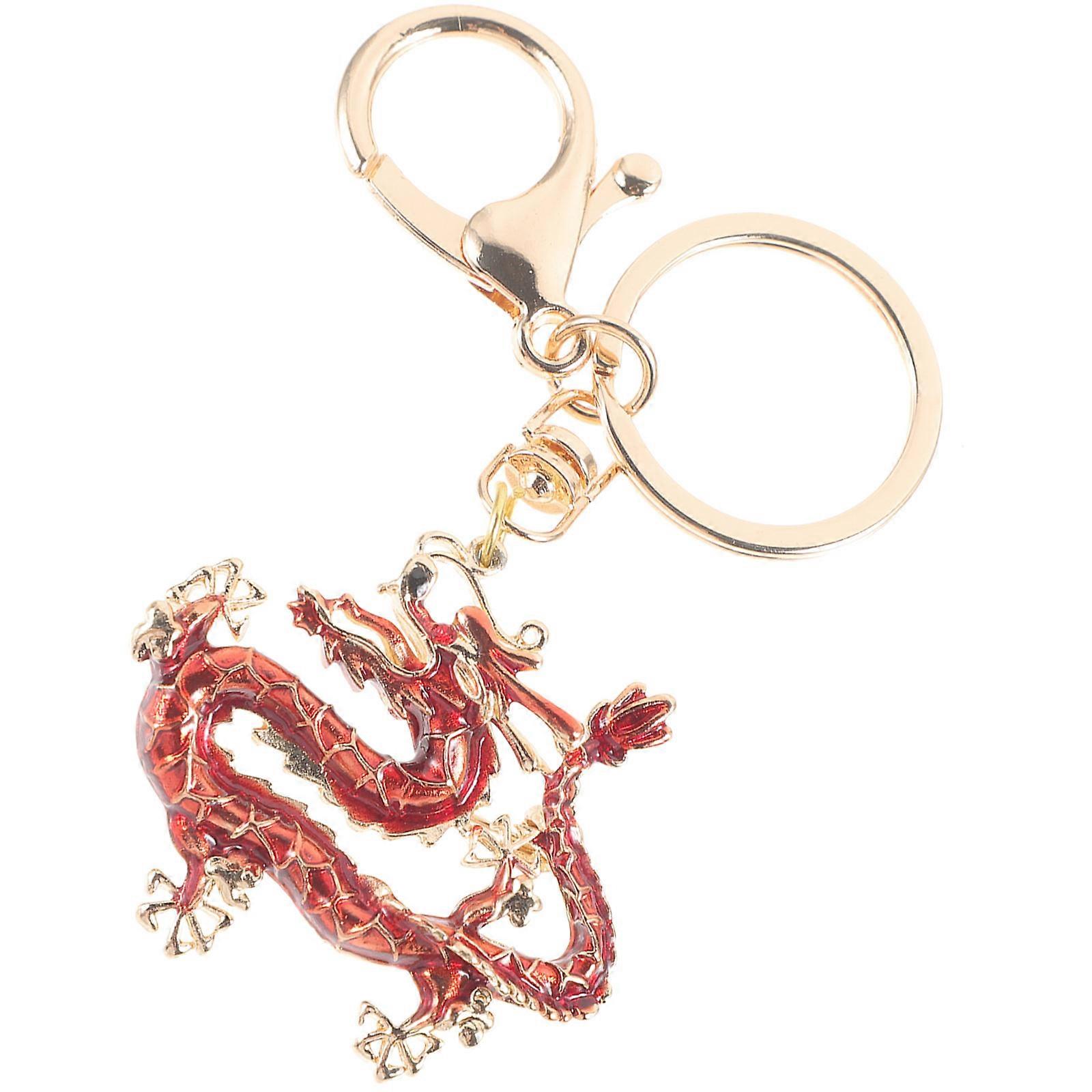 Red Dragon Keychain Made of Zinc Alloy for Keys Chinese Zodiac Design Symbolizing Luck Prosperity 3.5 inch