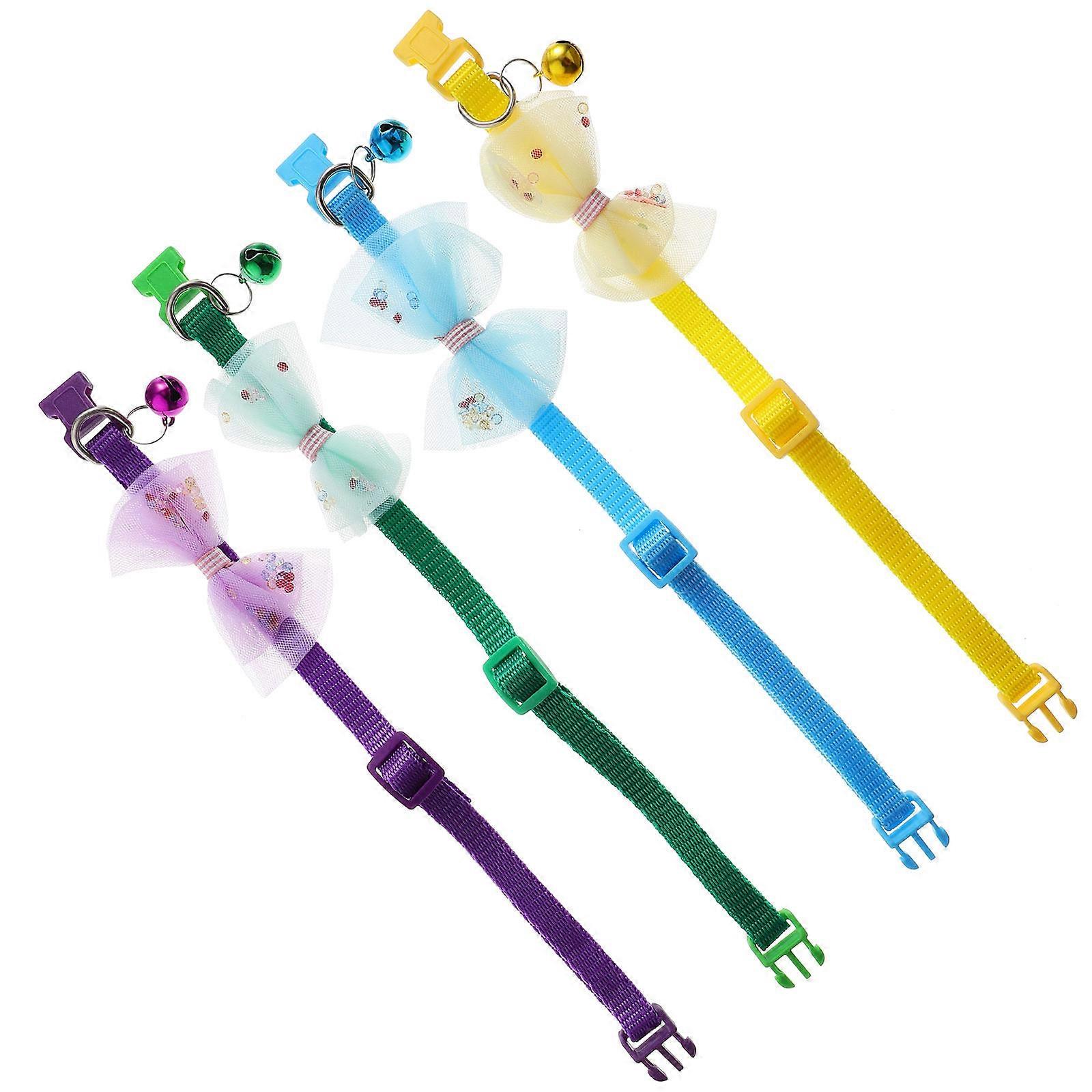 Breakaway Cat Collar With Bow Tie For Pet Cats In Assorted Color 4Pcs Adjustable Daily Wear And Party Use