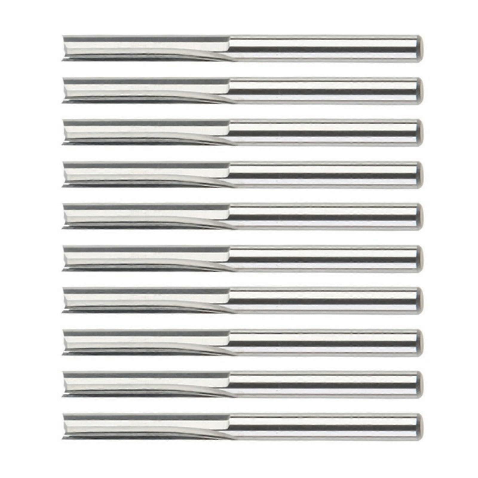 HSS Shank Cutter 3.175mm, 2 Flute Straight Router Bit, Wood Cutting Tool, 10 Pieces, Compatible with Milling Machines