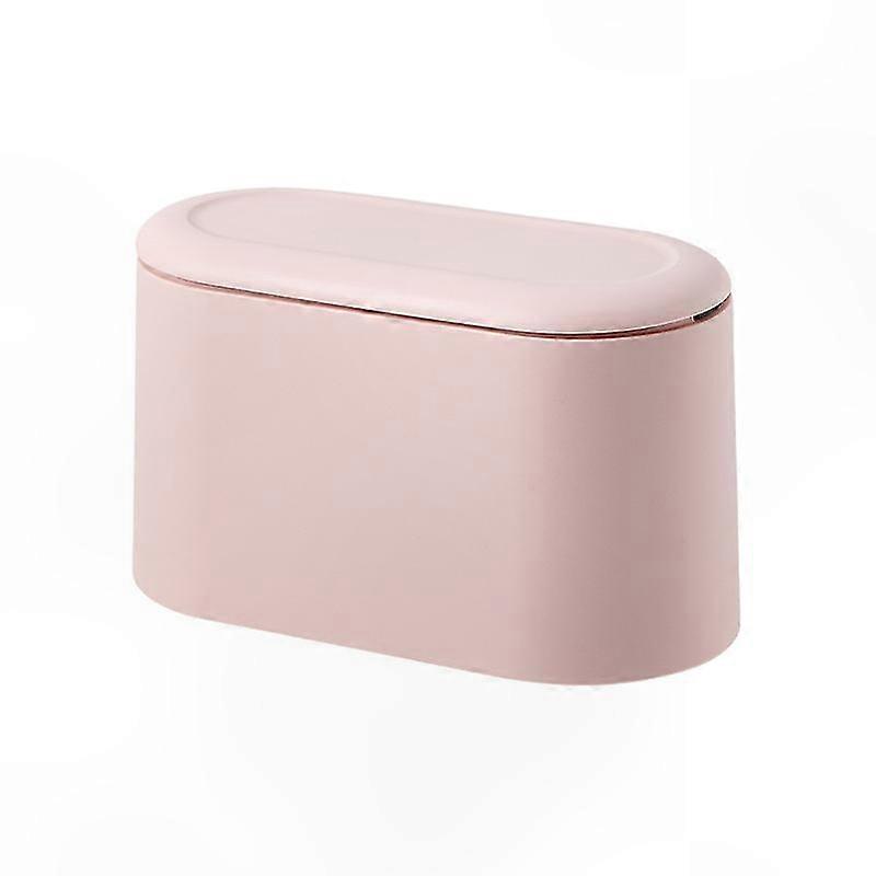 Compact Trash Bin with Removable Lid - Small Waste Container (Pink)