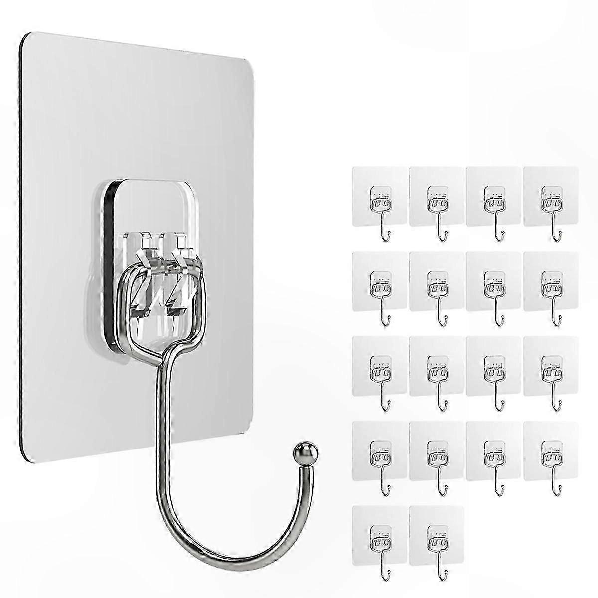 Multipurpose Adhesive Hooks for Wall, Removable and Durable, Ideal for Bathroom, Kitchen, Office Use (Pack of 20)