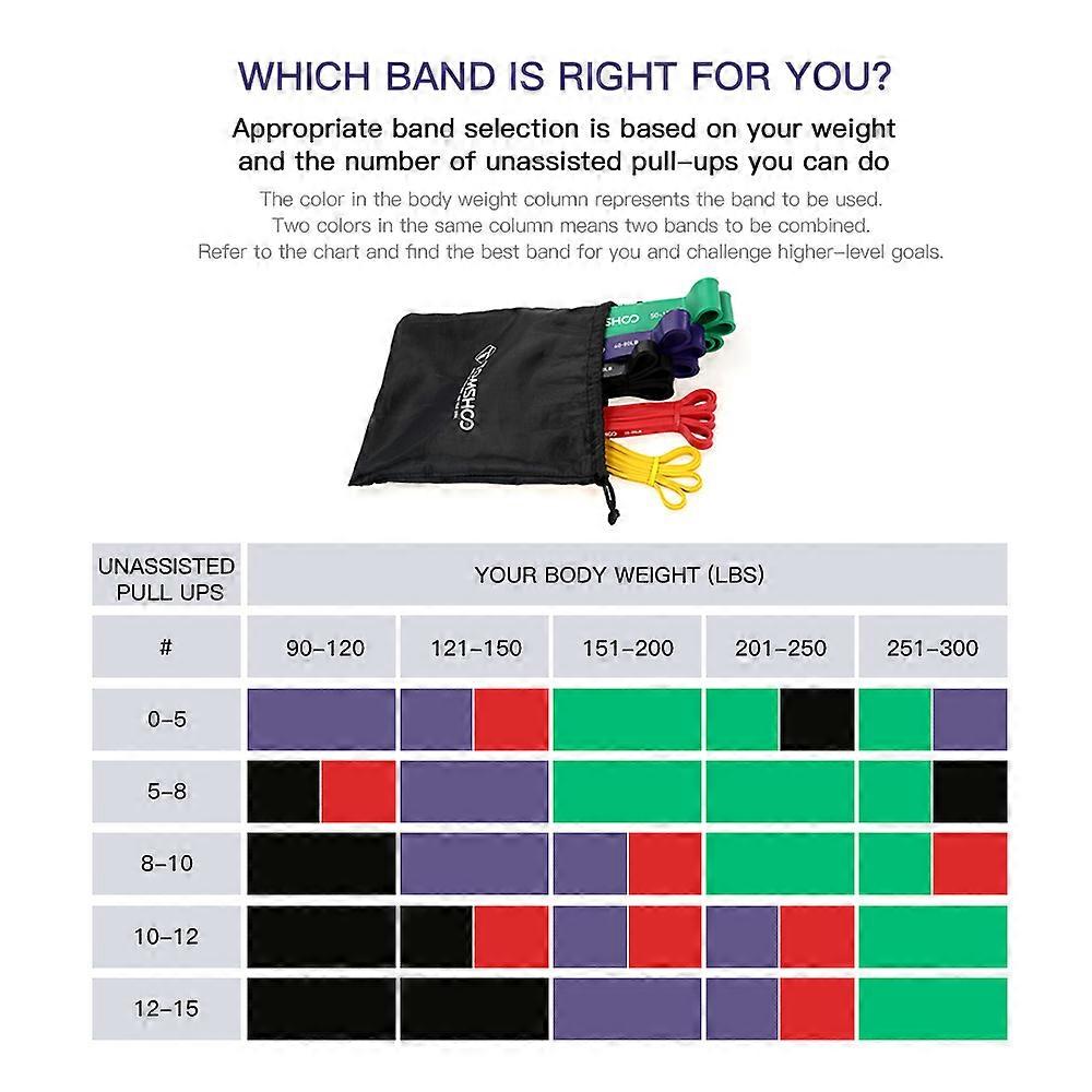 TOMSHOO 5 Packs Pull Up Assist Bands Set Resistance Loop Bands Powerlifting Exercise Stretch Bands with Door Anchor and Handles