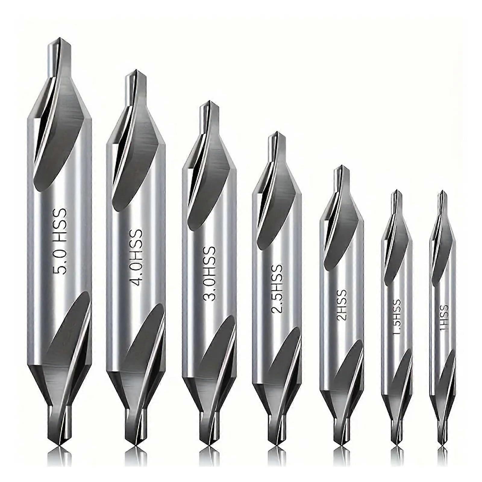 Tile Drill Bits Set - 7-Piece 60 Degree Angle Center Drill Bit Kit for Metal Working and Lathe Tools