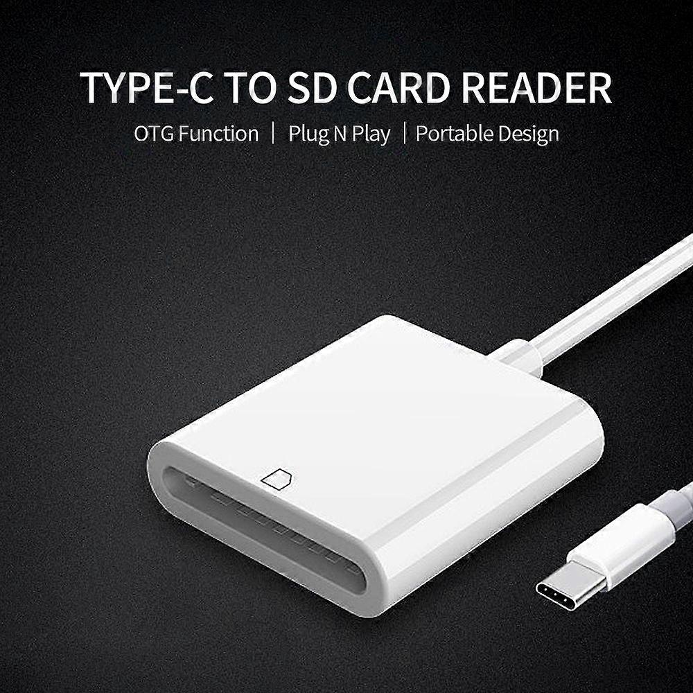 Type-C to SD Card Camera Reader Adapter SD Card Reader for Type-C Devices, White