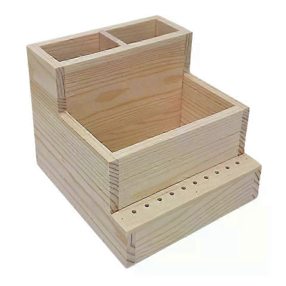 Machine Bits Wooden Holder, Home Nail Practice Manicure Tool Storage Stand with 3 Rows Design