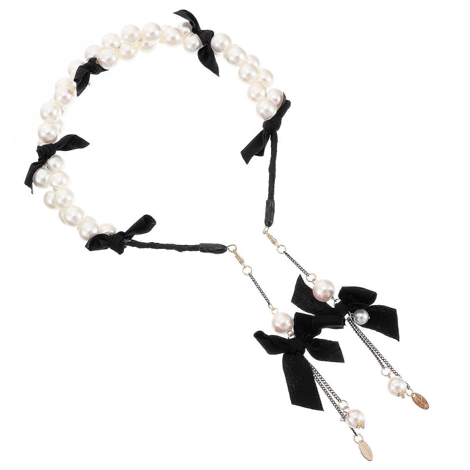 Bandeau noir à perles avec pompons pour usage domestique