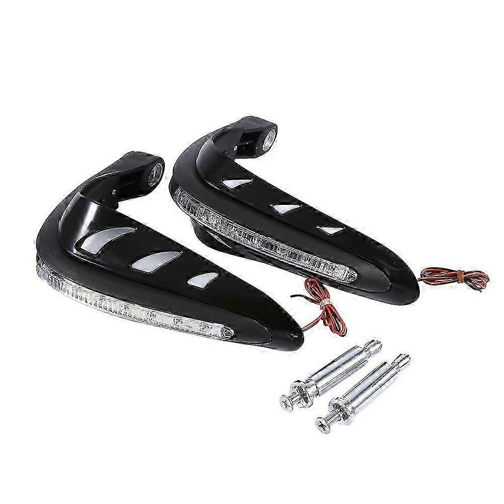 1 Pair Universal Handlebar Hand Protector LED Light Motorcycle Hand Guards Black