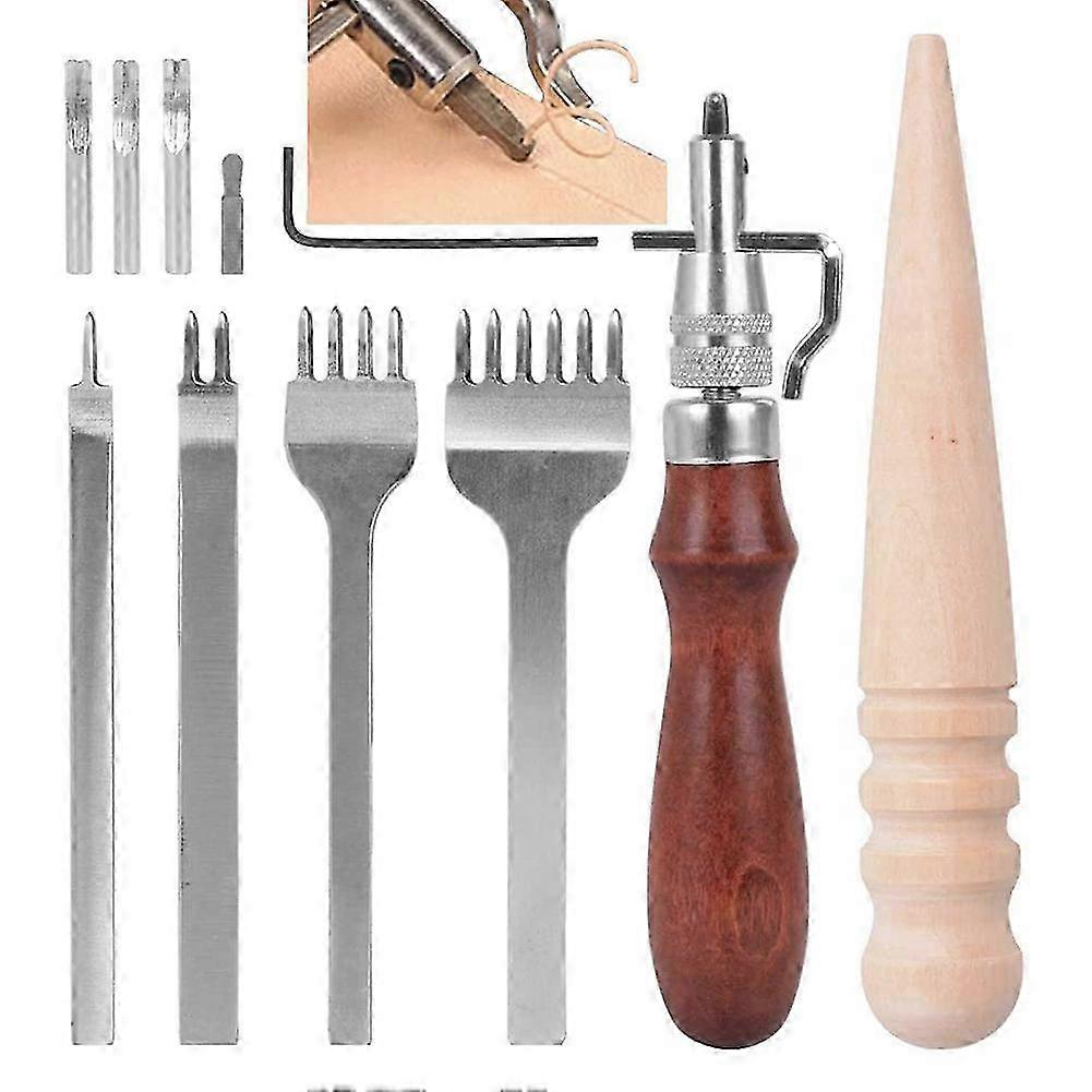 Hole Punch Tool Kit 4 Leather Claw Puncher + 1 5 in 1 Grooving Device + 1 Polishing Stick Leathercraft Accessories for DIY Crafts