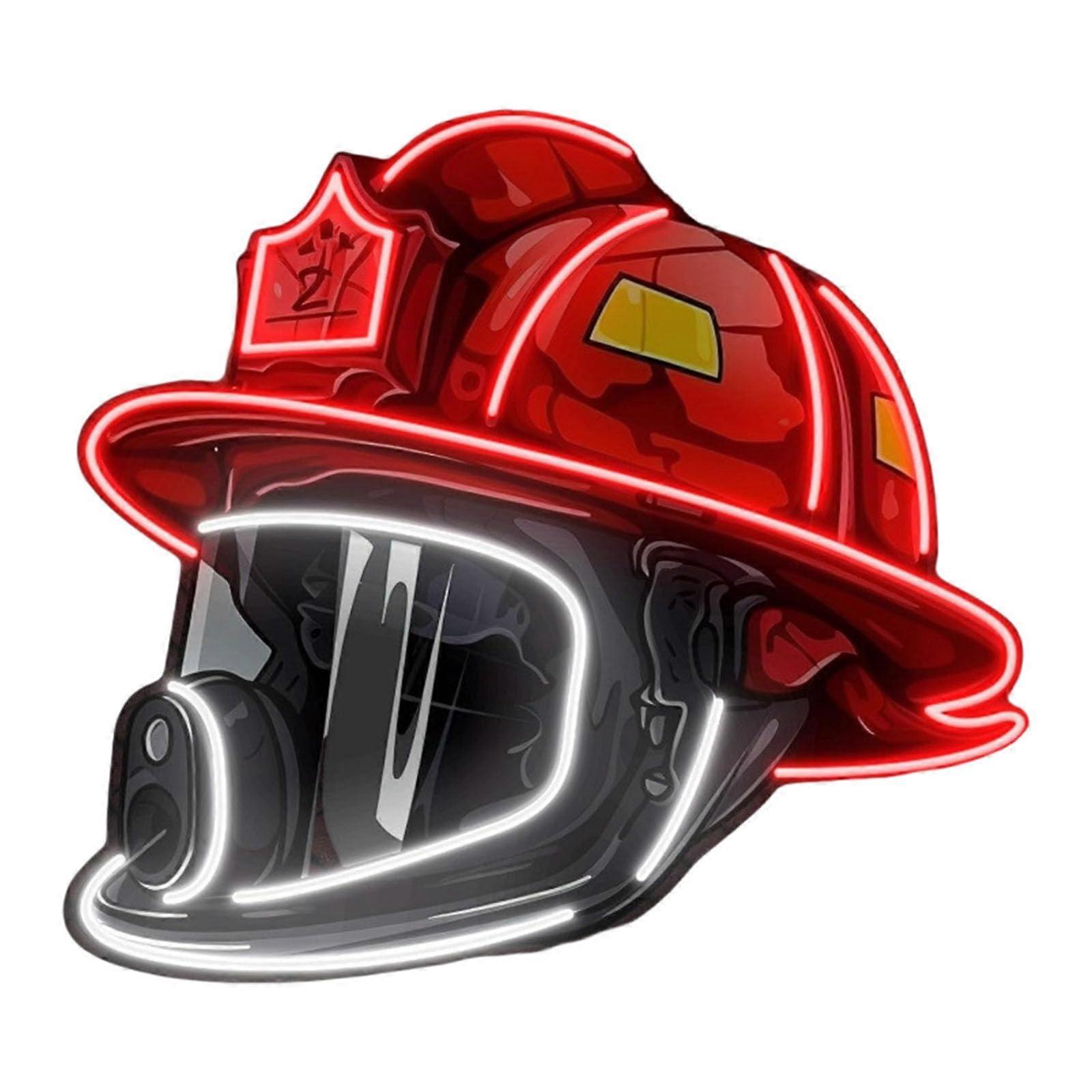 Playful Firefighter Helmet LED Wall Art Decor Acrylic Texture Multi Scene Party Art Light