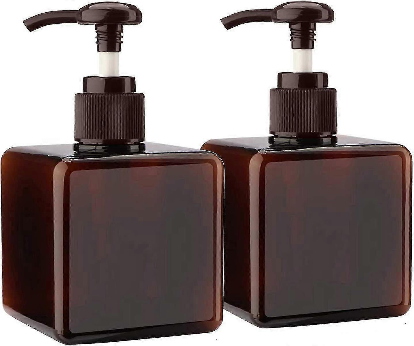 2 Pcs Empty Plastic Pump Bottles - 250ml / 8.8oz Transparent Brown Refillable Bottles for Storage Use
