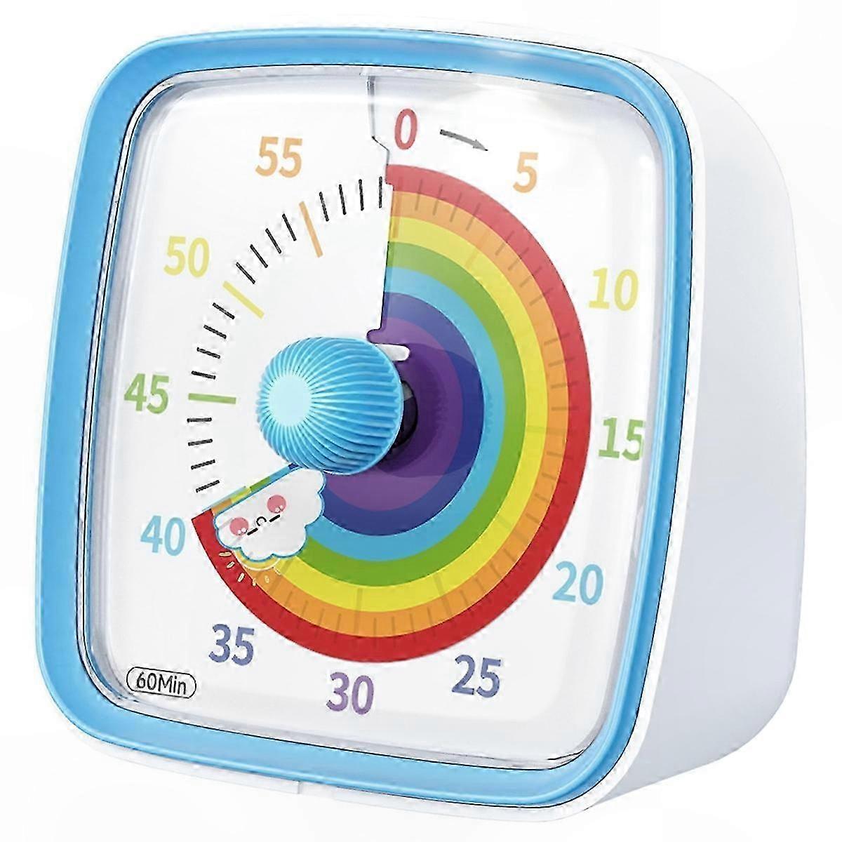 Rainbow Pattern Visual Timer with Night Light, 60-Minute Countdown for Kids Pomodoro Study Aid