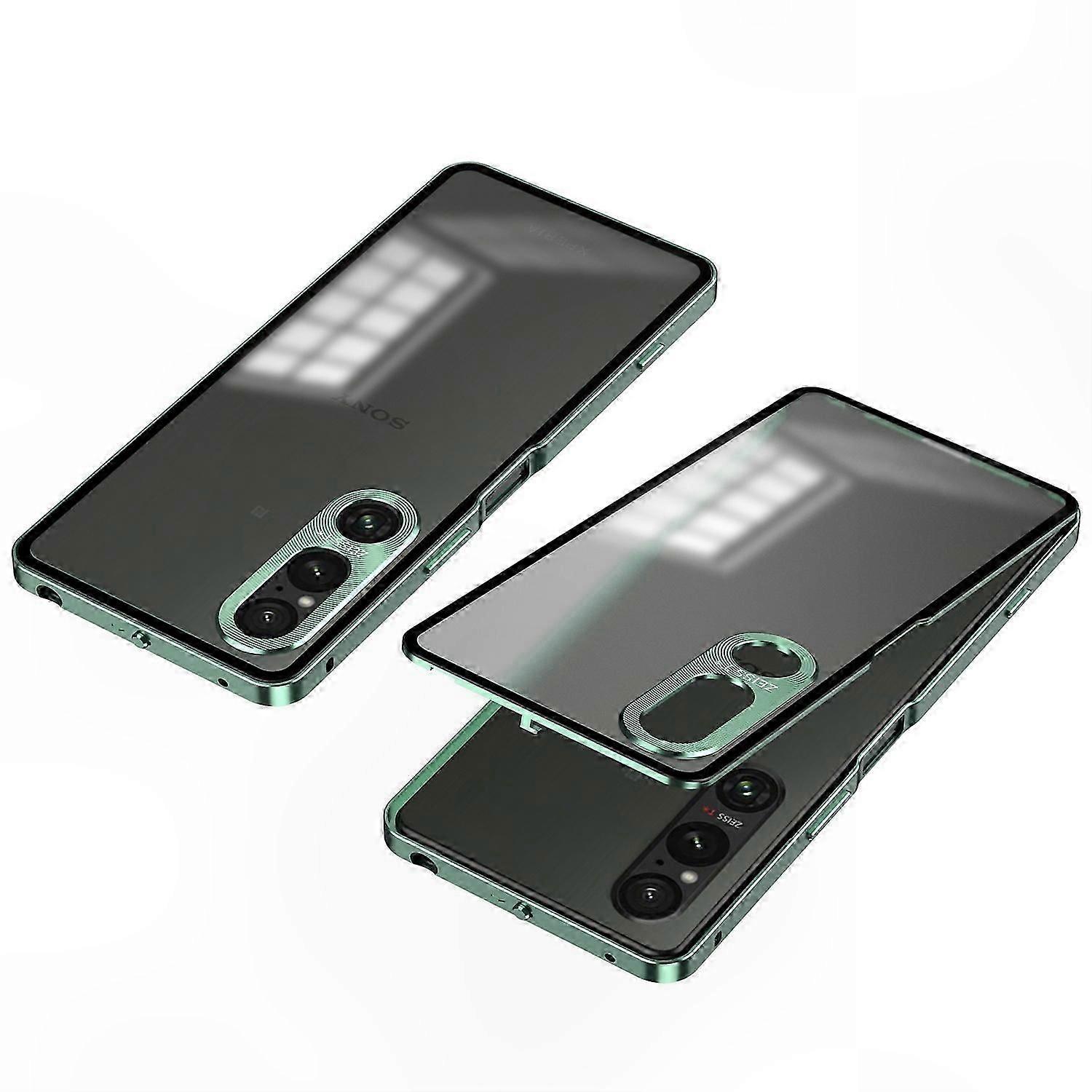 Matte Finish Phone Case with Pop-Up Snap Lock for Xperia 1 V, Aluminum Alloy and PC Material Cover