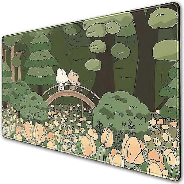 Anime Forest Desk Pad, Bear and Rabbit Non-Slip Mouse Pad (400 X 900 X 2 Mm)