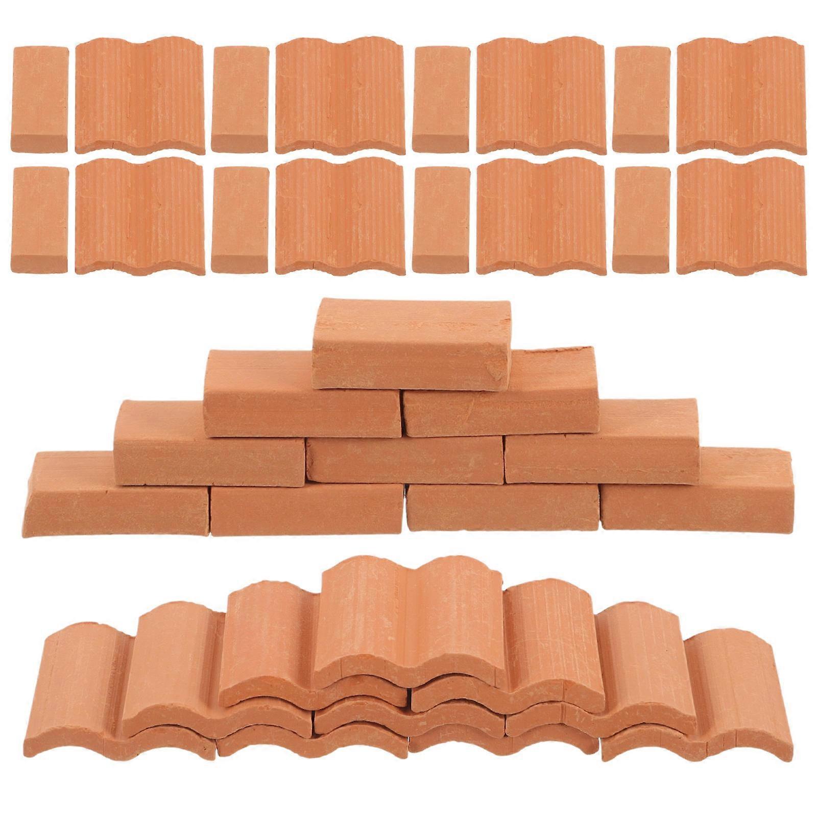 Brick Model Miniature Roof Tiles for DIY Use 1Set Clay Micro Roof Tiles