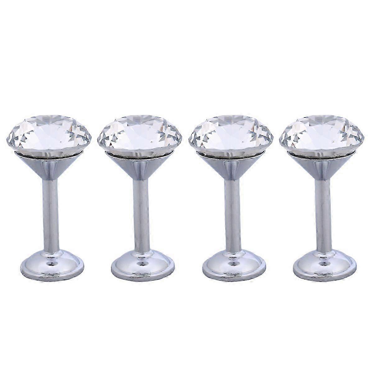 4pcs Diamond Hooks Creative Simple Wall Mounted Hanger Hooks for Coat Hat Clothes (40mm, Silver)