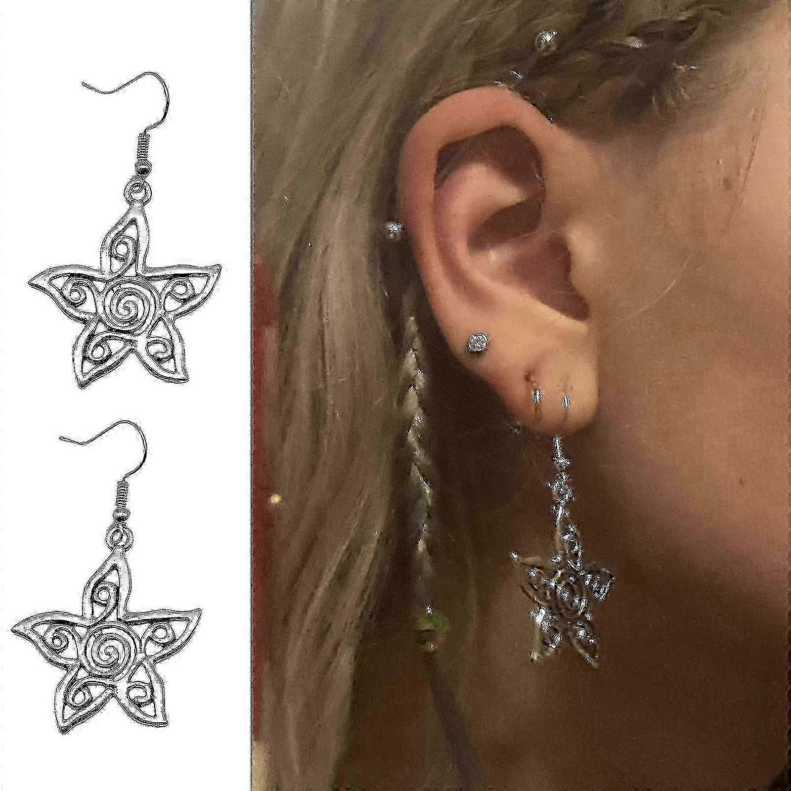 Personality Hollow Flower Dangle Earring With Spirl Pattern Fishhook Earrings-r