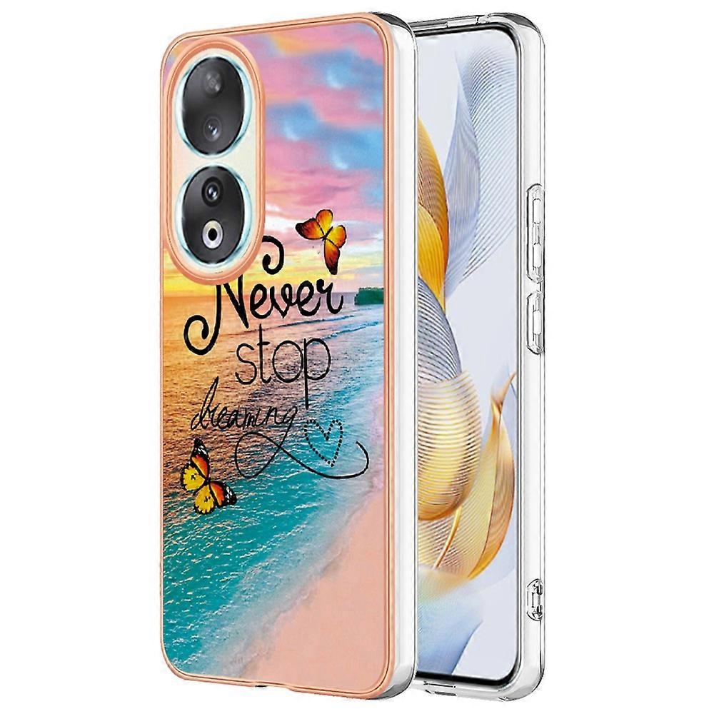 For Honor 90 Case with IMD Marble Flower Pattern TPU Mobile Back Cover - Never Stop Dreaming