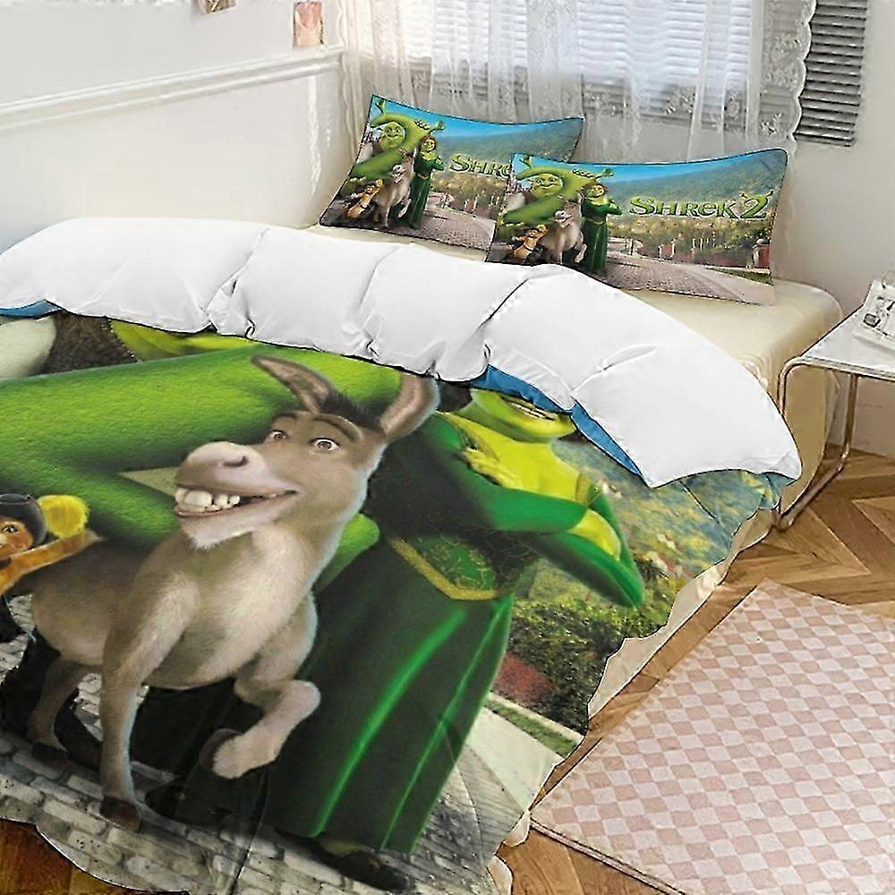 Lençóis Shrek Shrek Conjunto de Cama de 3 Peças Capa de Edredom Macia Quente e Confortável Conjunto de Cama com 1 Capa de Edredom e 2 Fronhas para Quarto