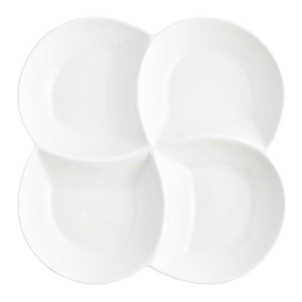 White Ceramic Compartment Food Plate for Kitchen Use