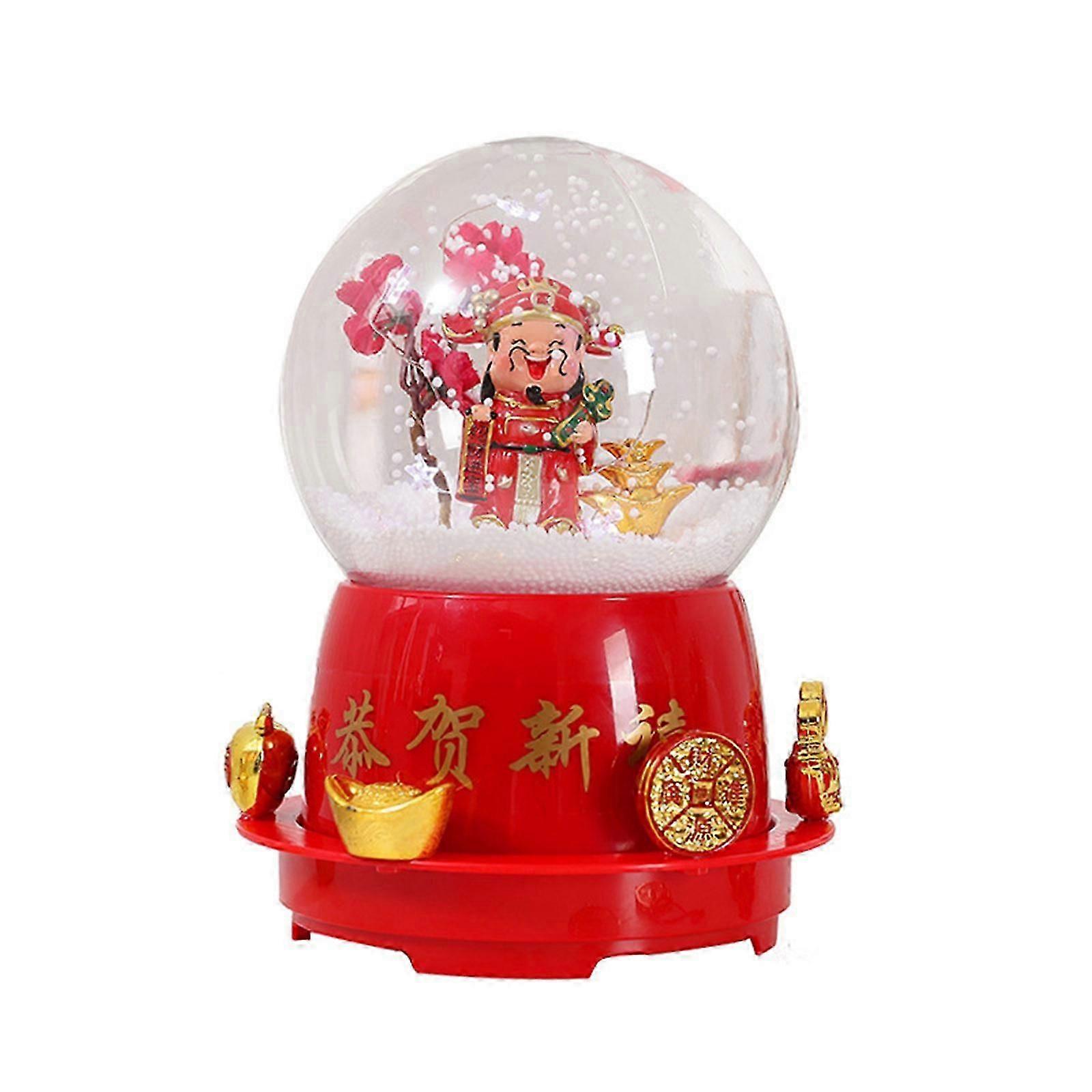 Eye catching Rotating Music Box Lamp with Snowing Effect Great for Holiday Decor God of Wealth Ornament indoor Decors