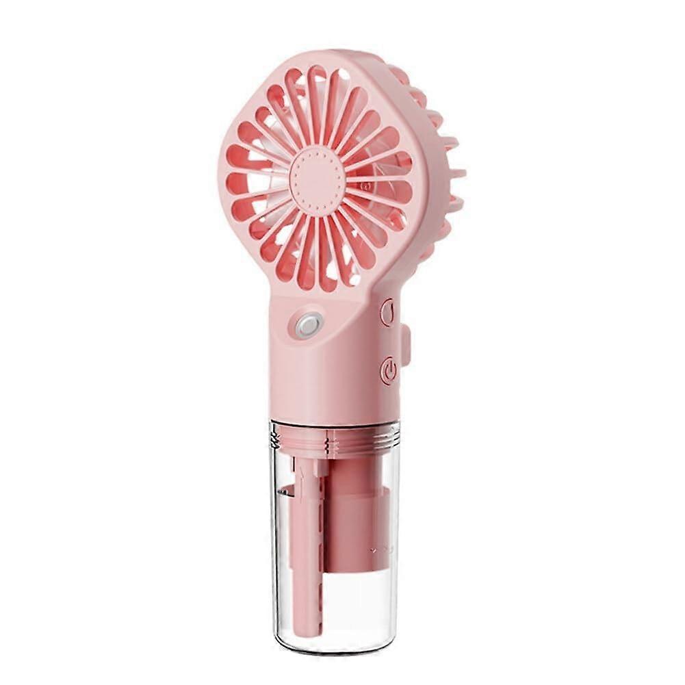 USB Handheld Fan Set Of 2 Pocket Fans With Mist Spray 20ml Water Tank Mini Humidifier Table And Wall Mount Pink 17x8x5cm