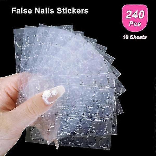 240-Piece Nail Sticker Set with 10 Double-Sided Sheets for Easy Application