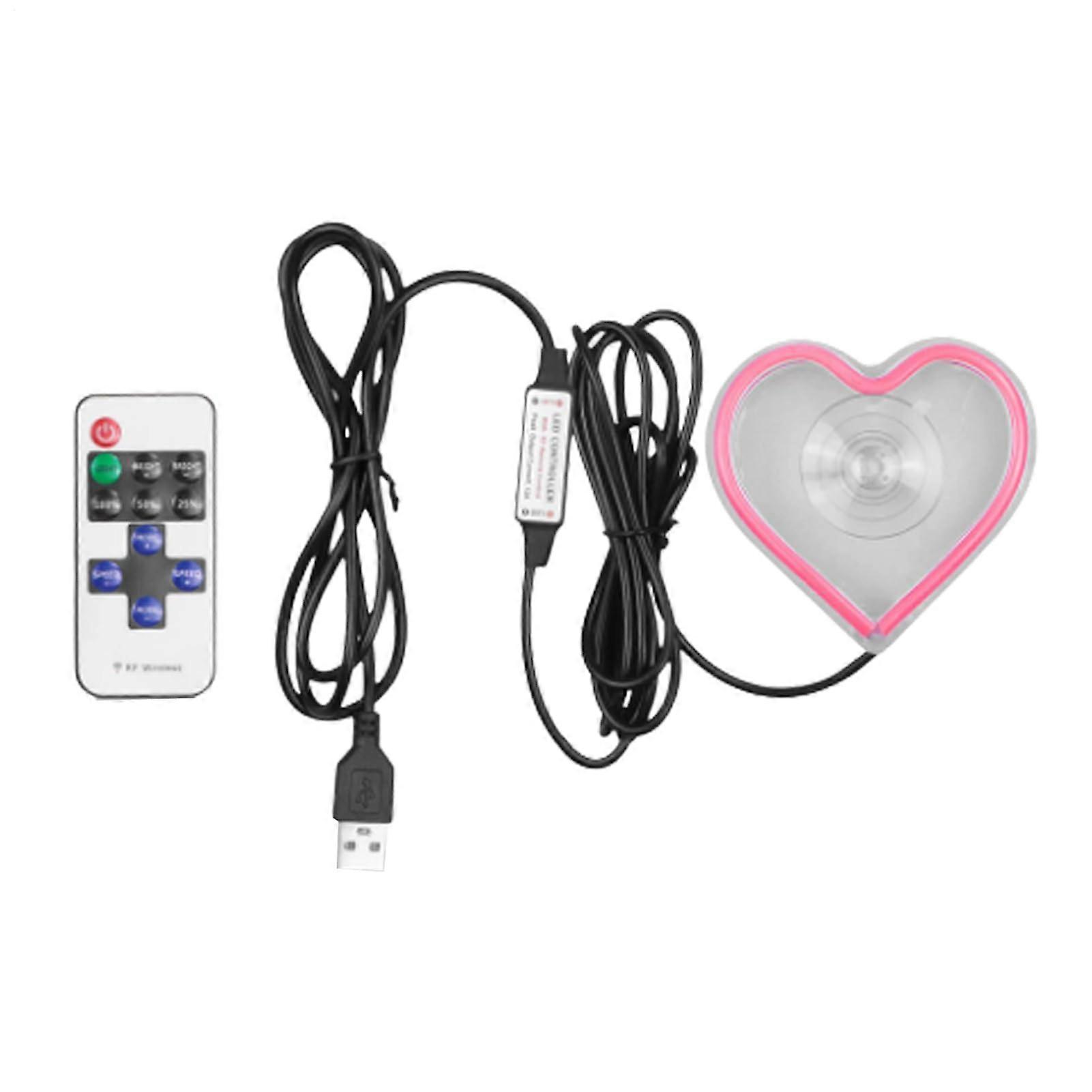 Heart Light Pink Heart-Shaped Neon Ambient Lamp for Car Dashboard and Home Decor LED Interior Lighting for Proposals