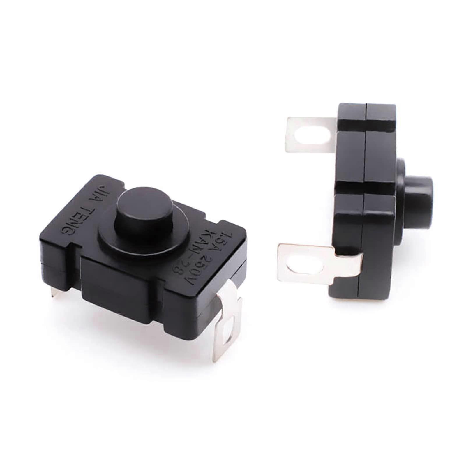 Self-Lock Push Button Replacement 10 Pieces For 30V 1A Latching ON/OFF For Electric Torch Flashlight Bent Feet Terminals