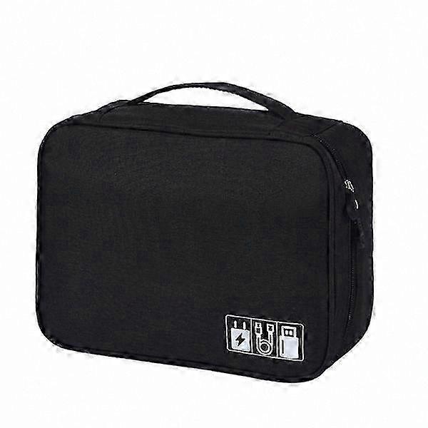 Large Capacity Waterproof Storage Bag with Adjustable Compartments for Electronics (Black)